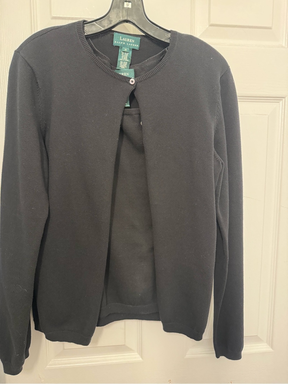 Lauren, Ralph Lauren Women's Black Cardigan with tank top under